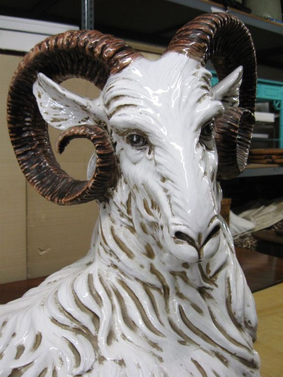 Mid-20th Century Beautiful ItalianTerracotta Sculpture of a Ram