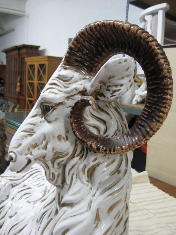 Beautiful ItalianTerracotta Sculpture of a Ram 1