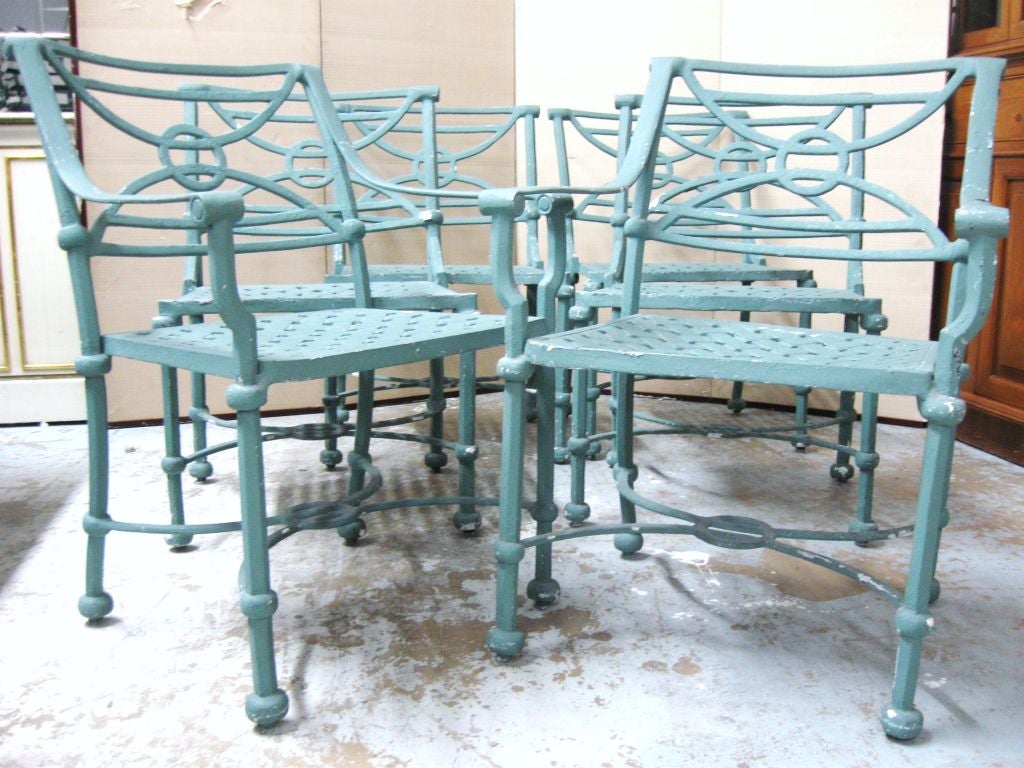 Set of 6 Neo Classical Solid Cast Aluminum Patio Chairs 6