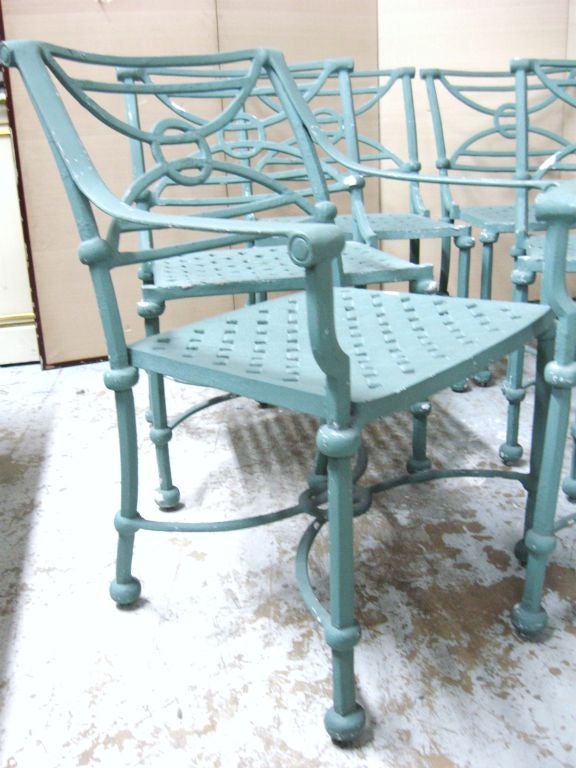 American Set of 6 Neo Classical Solid Cast Aluminum Patio Chairs