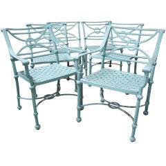 Set of 6 Neo Classical Solid Cast Aluminum Patio Chairs