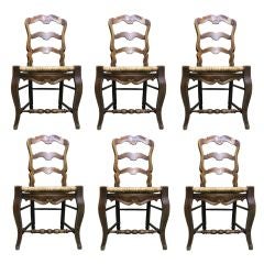 Elegant set of 6 French Provincial Walnut Dining Chairs