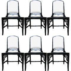 Exceptional Set of 6 Faux Bamboo Chairs w/ Ming Scrolled details