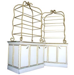 Glamorous Pair of Italian Cabinets w/ Iron Rope Etageres