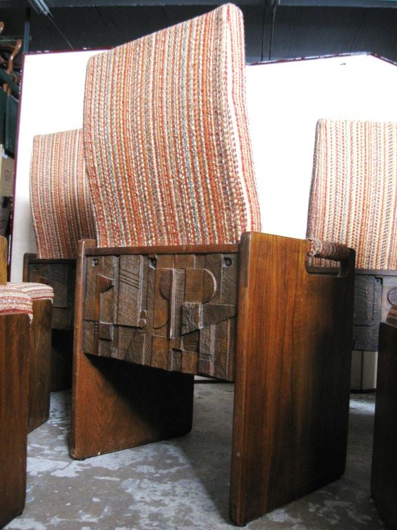 Rare Set of 6 Brutalist  Dining Chairs: Lane Alta Vista 1
