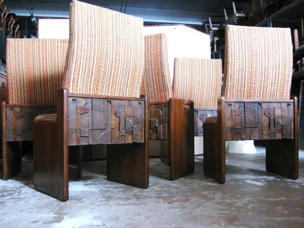 Rare Set of 6 Brutalist  Dining Chairs: Lane Alta Vista 4