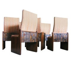Retro Rare Set of 6 Brutalist  Dining Chairs: Lane Alta Vista