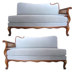 Superb Opposing Pair of 40's Loveseats / Daybeds