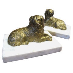 Antique Superb Pair French Bronze and Marble Dogs, Object of Vertu