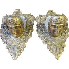 Antique Superb Pair of Empire French Bronze Figural  Sconces