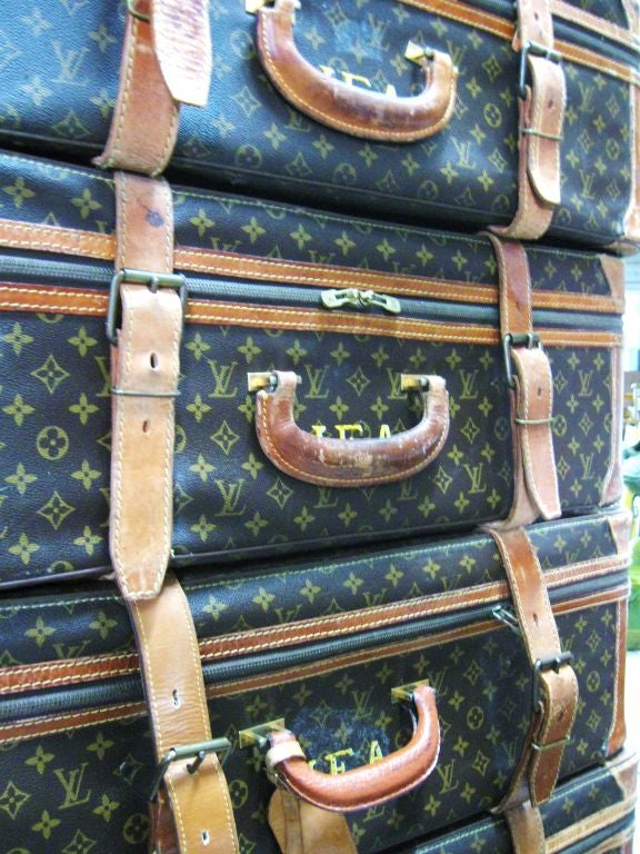 French Set of 4 vintage Lousi Vuitton Suitcases / luggage