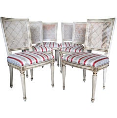 Used Set of 6 Traditional LXVI style Dining Chairs w/ caned backs