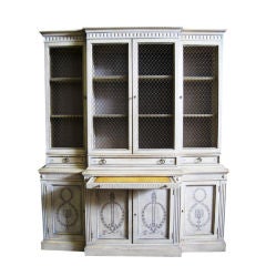 Superb Painted Breakfront with Greek Key & Classical Designs