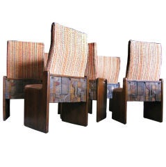 Set of 6 Lane Cubist inspired Dining Chairs: 4 sides 2 armchairs