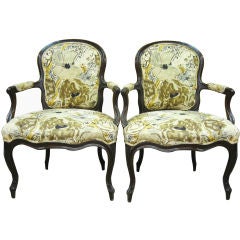 Elegant Pair of French Antique Armchairs / Bergers Style LXV