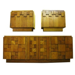 Cubist inpired 3 piece set, Cabinet and Side Tables