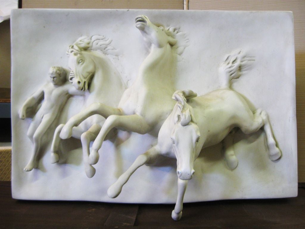 Mid-20th Century Highly Decorative Wall Sculpture of Horses