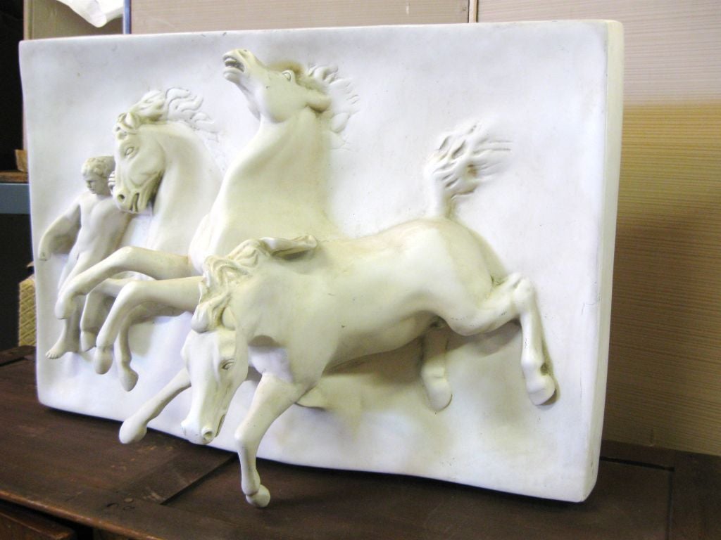 Fiberglass Highly Decorative Wall Sculpture of Horses