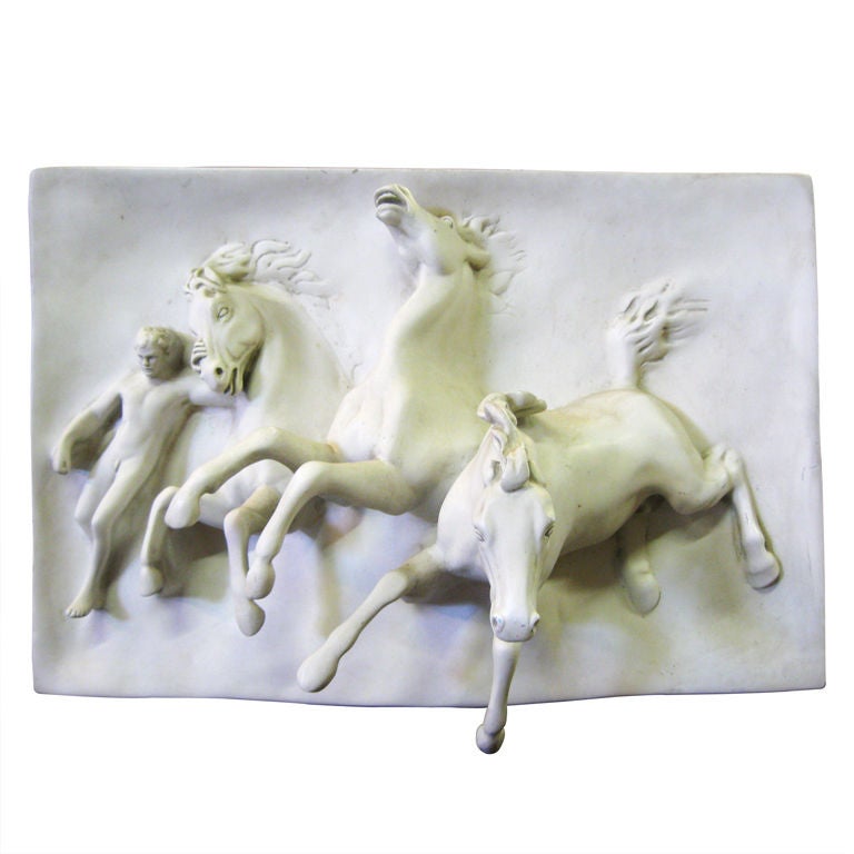 Highly Decorative Wall Sculpture of Horses