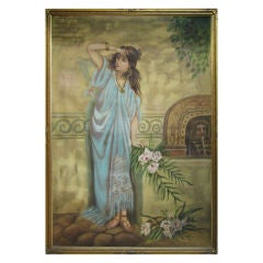Antique Large 19thC Painting of Rebecca At the Well