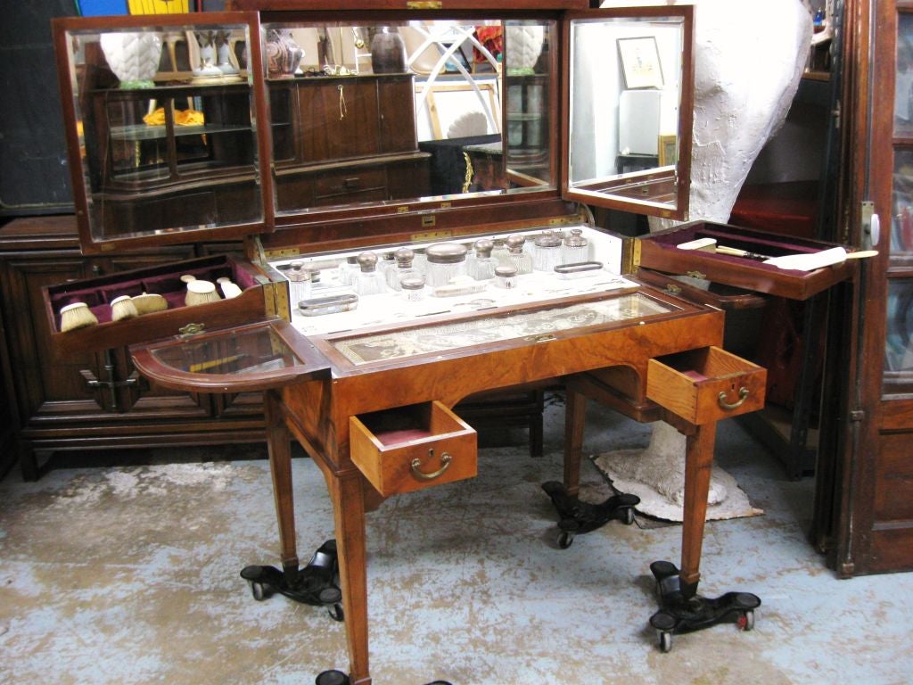 Spectacular 19thC Campaign Dressing Table Vanity, English