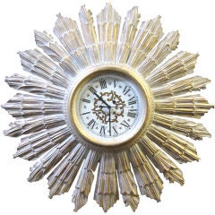 Retro Large Wood Italian Sunburst Clock
