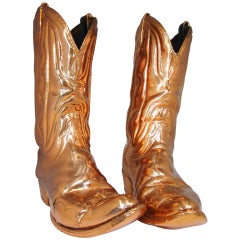 Vintage R.C Bannon Bronzed Boots, Country Singer