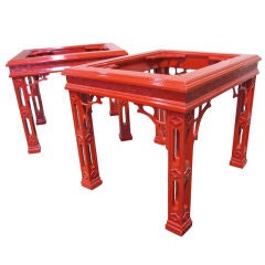 Superb Pair of Chinese Chippendale Style Side Tables