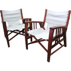 Vintage Pair of French Yacht Club / Armchairs