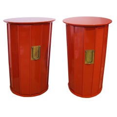 Pair of Column / Drum Lacquered  Side Tables