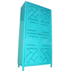 Vintage Lacquered Chippendale Inspired Armoire / Cabinet
