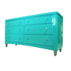 Superb Aqua Lacquered Cabinet / Dresser