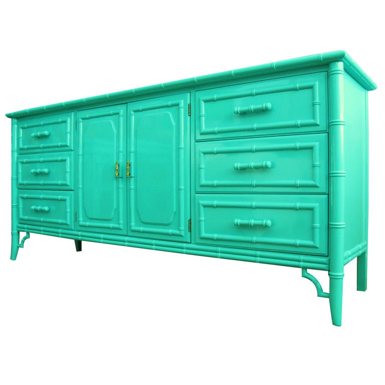 Faux Bamboo Lacquered Cabinet