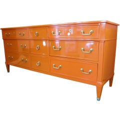 Superb Hermes Organge Lacquered LXVI Style Commode