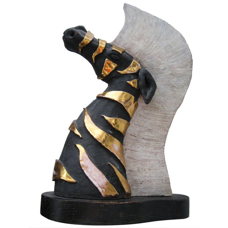 Large Italian Terracotta Zebra Head