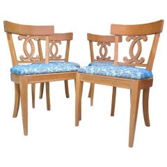 Elegant Set of 40's Ceruse Dining Chairs w/ Interlocking backs