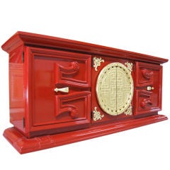 Vintage Exceptional Ming Influenced Lacquered Cabinet