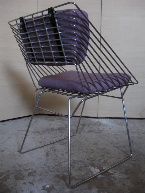 American Set of 6 Chrome Wire Frame Dining Chairs: 70's
