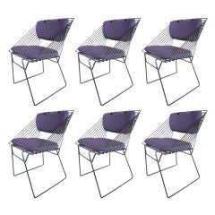 Set of 6 Chrome Wire Frame Dining Chairs: 70's