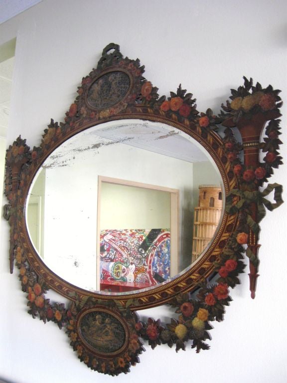 Spectacular 19thC Mirror w/ Cornucopia and Garland motifs