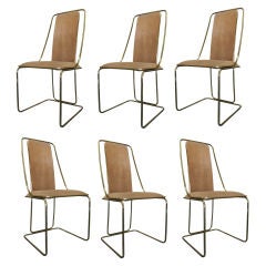 Set of 6 Italian BRASS Tubular Dining Chairs