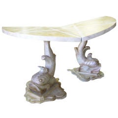 Superb Italian Double Dolphin Pedestal Dining Table