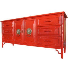 Lacquered cabinet w/ Bronze Foo Dog Handles