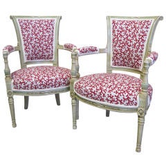 Superb Pair of French Directoire Style Armchairs / Bergeres