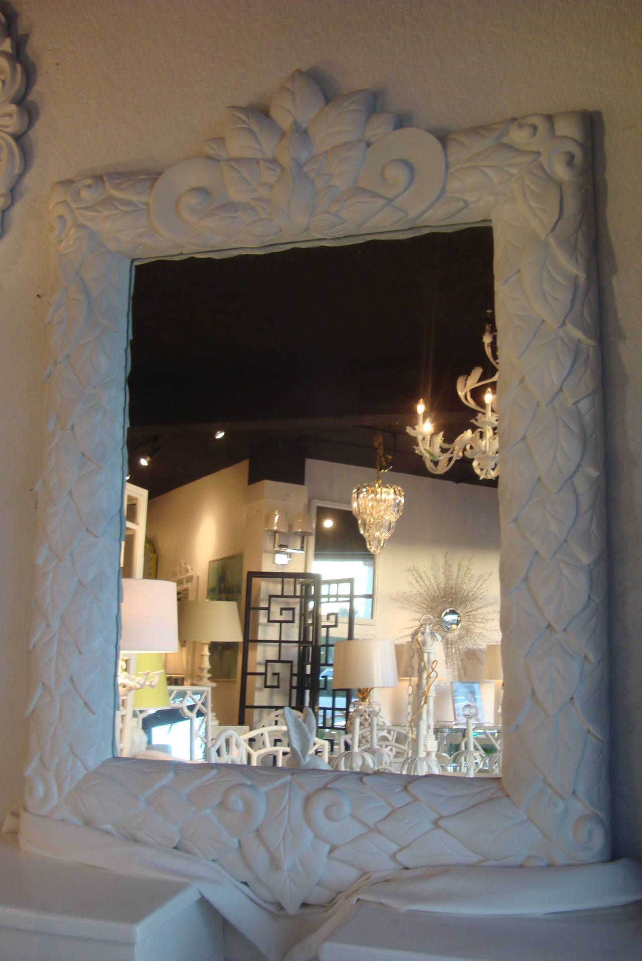 Vintage Carved Leaf Mirror