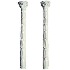 Pair of Lacquered Frond Decorative Columns