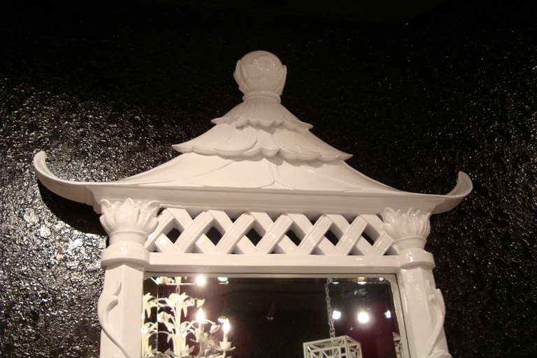 Lacquered Pagoda Mirror In Excellent Condition In West Palm Beach, FL
