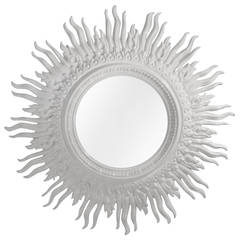 White Gloss Vintage Sunburst Mirror