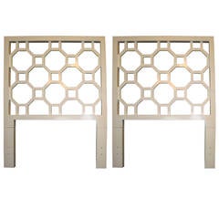 Pair of White Lacquered Twin Circle Headboards