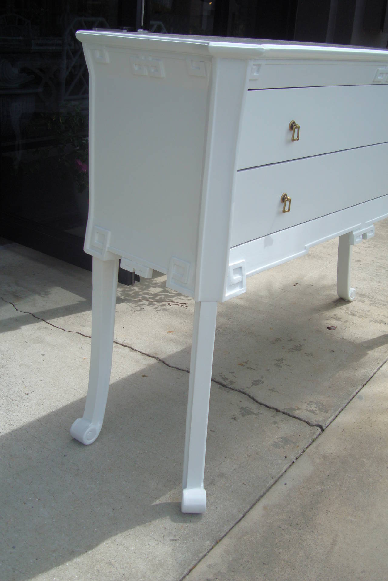 Lacquered Vintage Greek Key Console